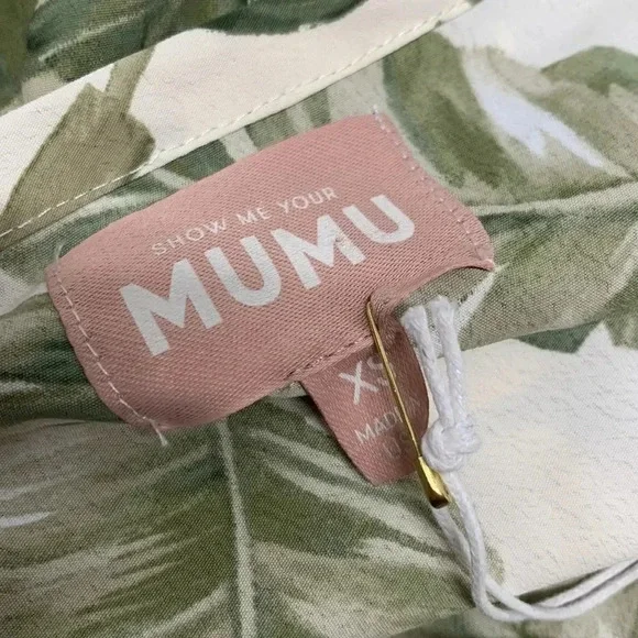 Show Me Your Mumu Marlow Top Blouse Shirt Palm Leaf Print White Green New  XS - Picture 10 of 13